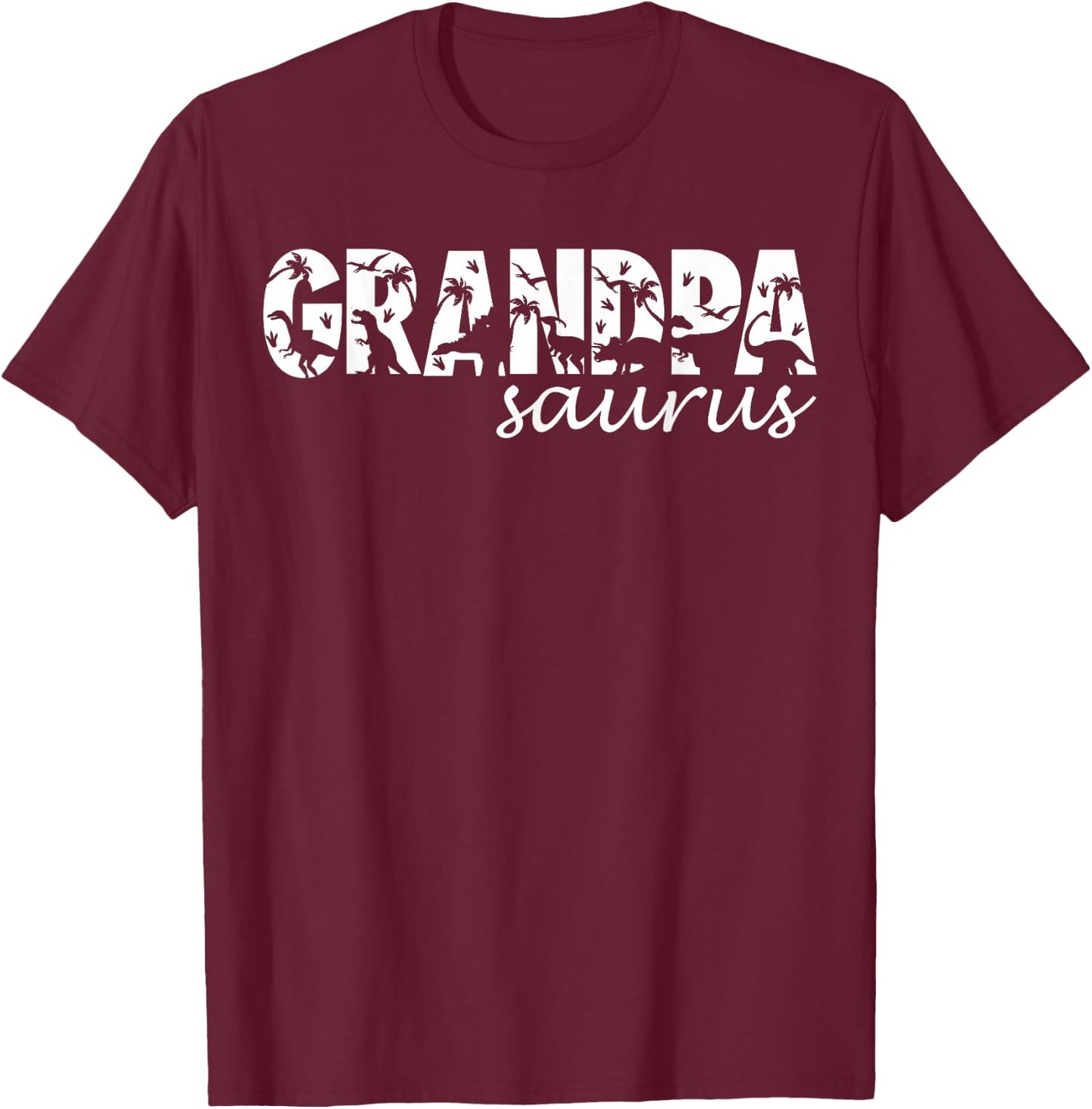 Grandpasaurus T Rex Dinosaur Grandpa Saurus Family Matching T-Shirt - T-Shirt | Maroon