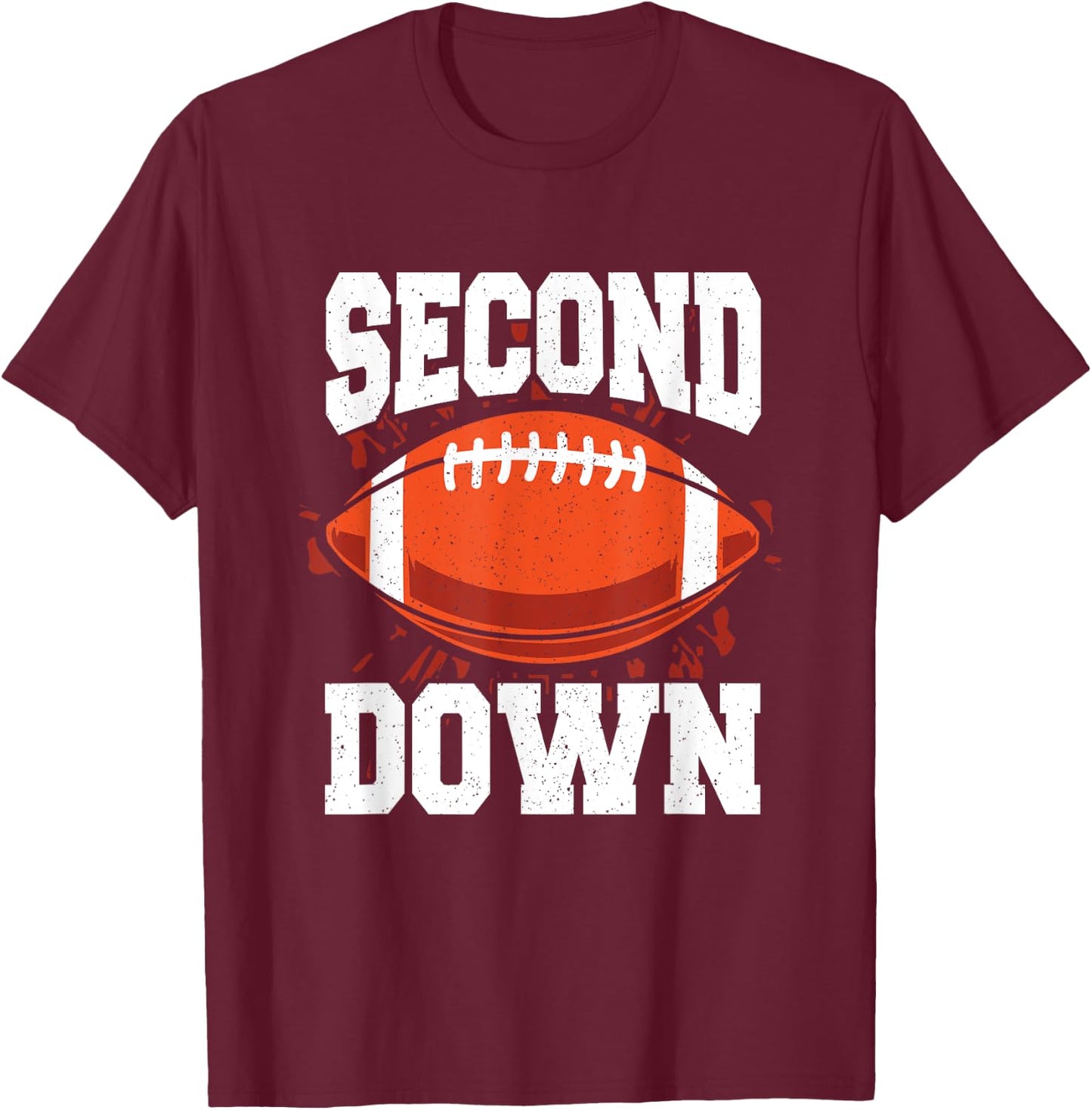 Second Down 2 Year Old Football Birthday Boy 2nd Birthday T-Shirt - T-Shirt | Maroon