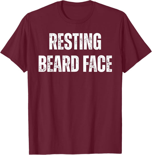 Resting Beard Face Funny Beard Bearded Men , Small, Black T-Shirt - T-Shirt | Maroon