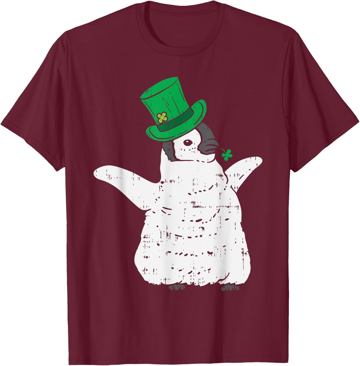 Irish Penguin Leprechaun Animal Cute Bird St Patricks Day T-Shirt - T-Shirt | Maroon