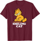 Garfield - Never Trust A Smiling Cat Sarcastic Graphic T-Shirt - T-Shirt | Maroon