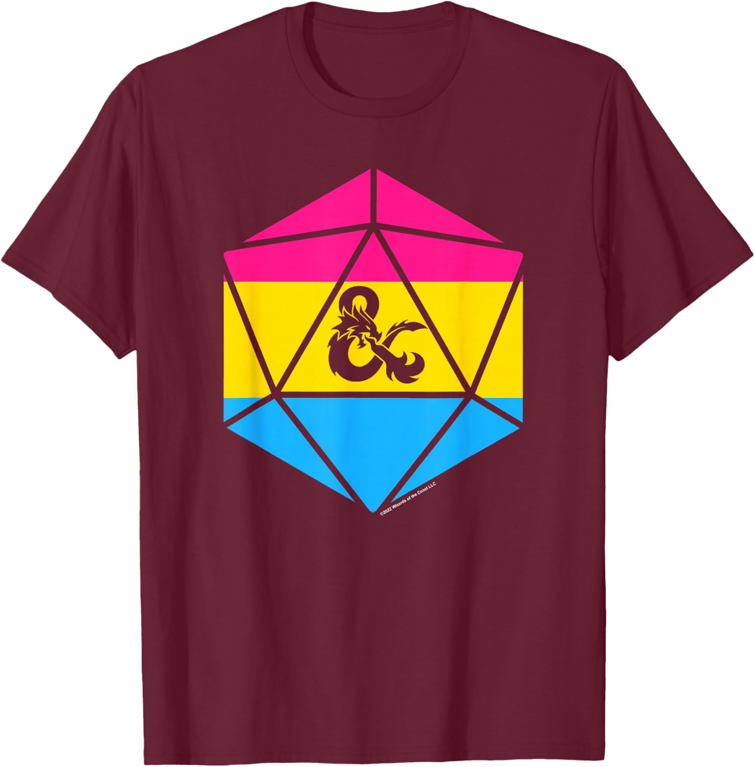 Dungeons & Dragons Pansexual Pride Flag Dice Logo T-Shirt - T-Shirt | Maroon