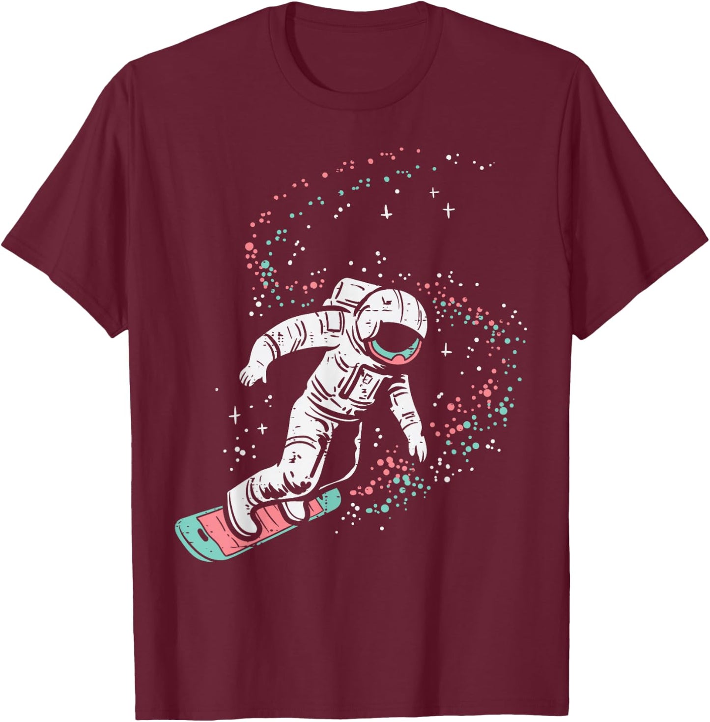 Astronaut Surfing Space Galaxy Surf Surfer Men Women Kids T-Shirt - T-Shirt | Maroon