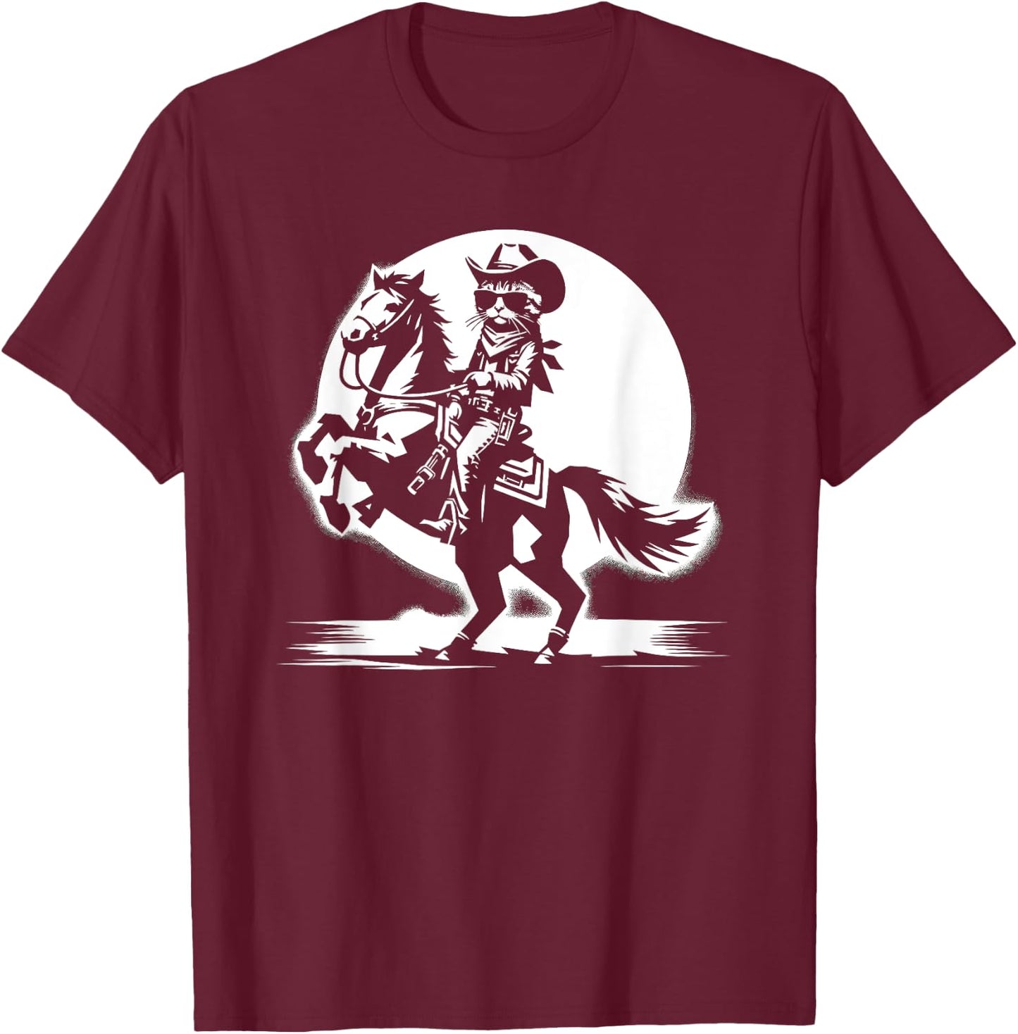 Cat Cowboy Cowgirl Country Western Meowdy Funny Cat T-Shirt - T-Shirt | Maroon