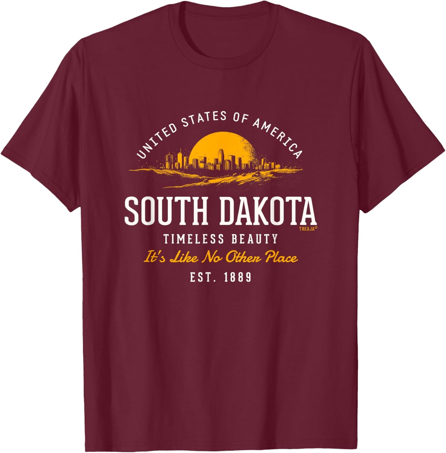 Retro Styled State of South Dakota Vintage T-Shirt - T-Shirt | Maroon