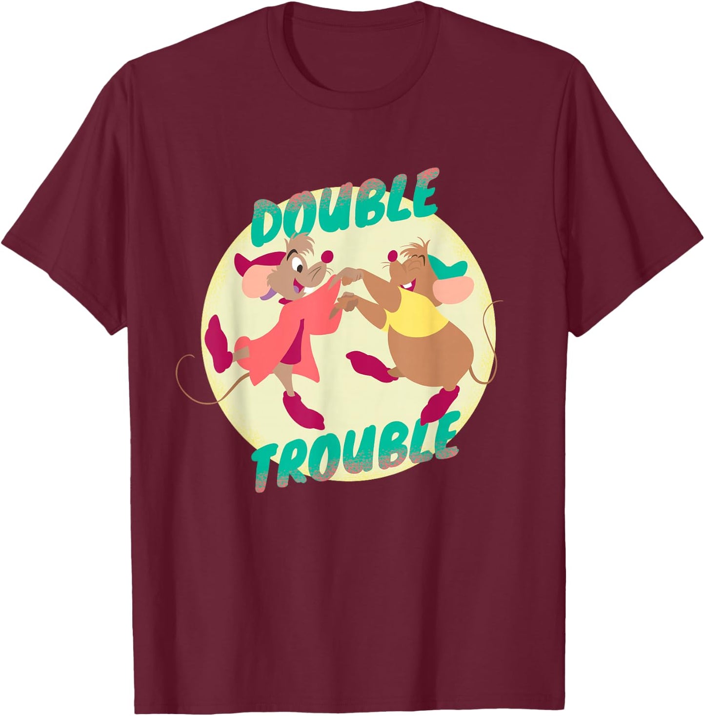 Disney Cinderella Jaq and Gus Double Trouble Small T-Shirt - T-Shirt | Maroon