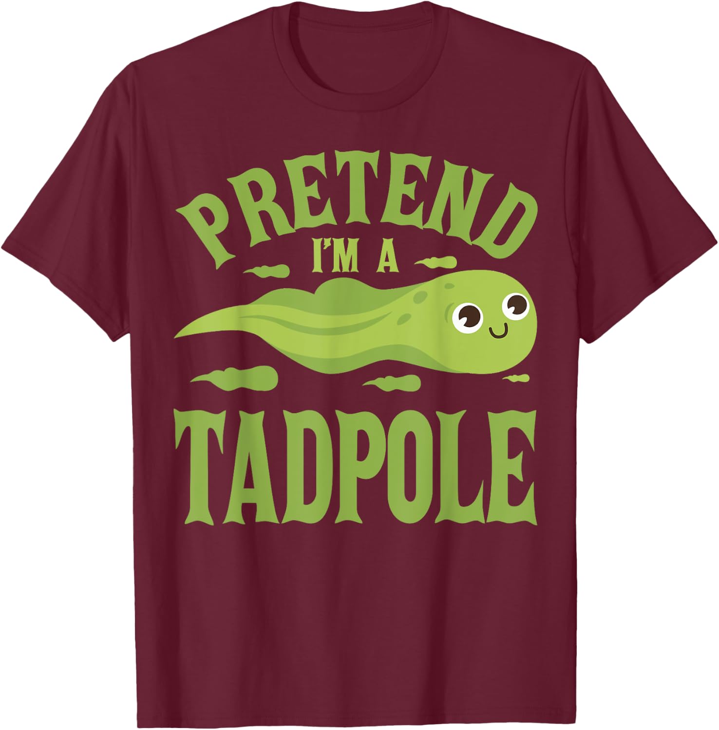 Pretend Tadpole Costume Amphibian Outfit Adult Black Medium Modern Cartoon Halloween T-Shirt - T-Shirt | Maroon
