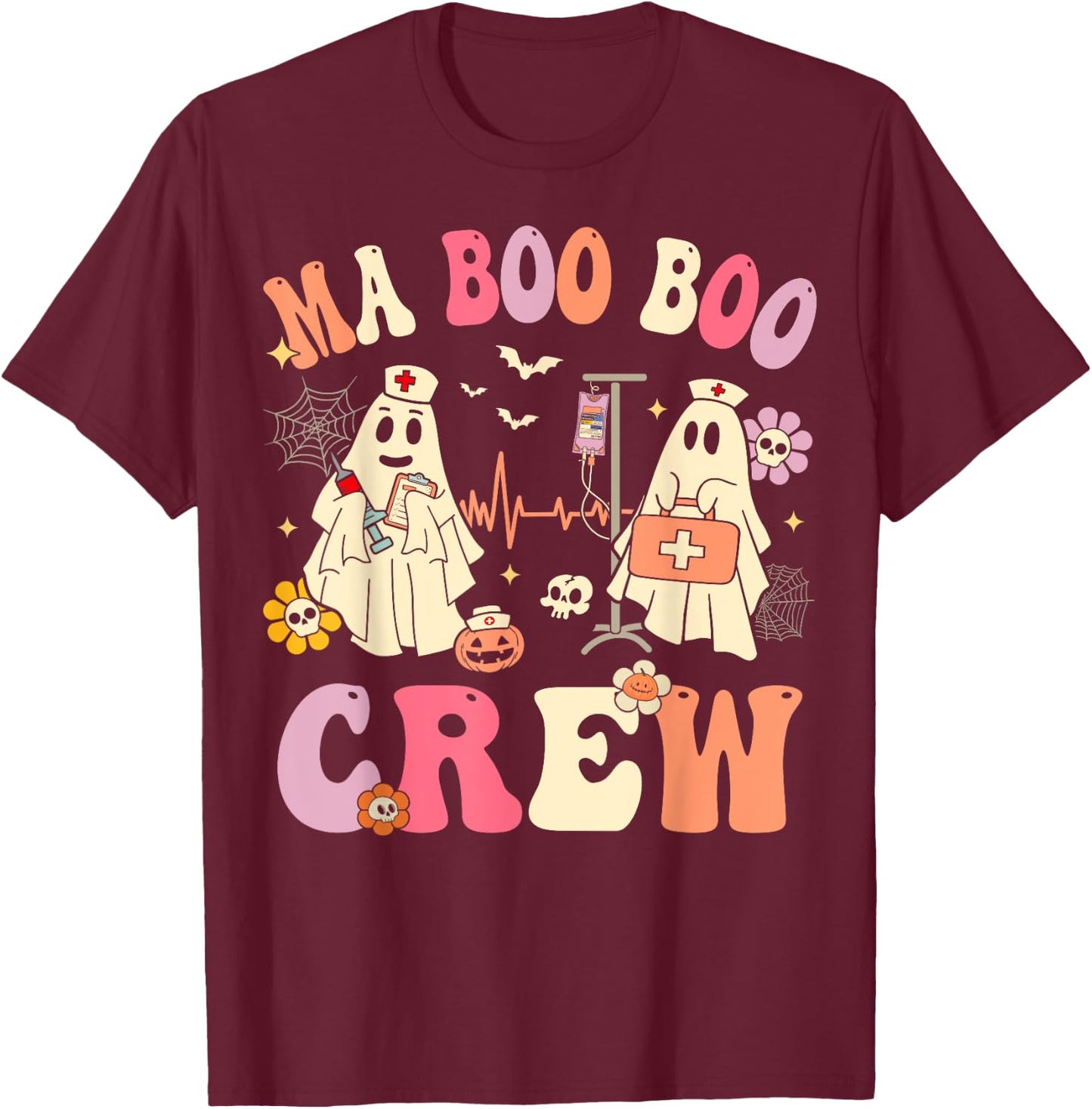 Medical Assistant Boo Crew Funny MA Halloween T-Shirt - T-Shirt | Maroon