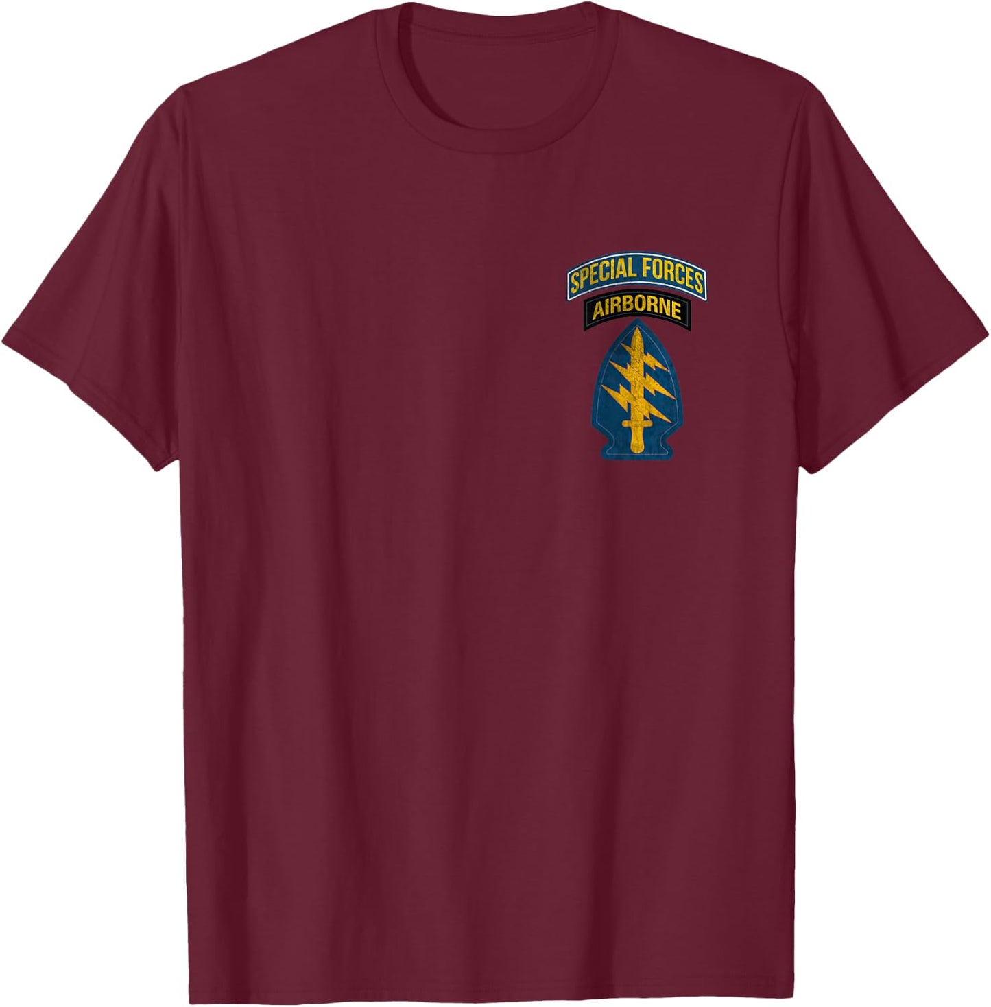 Special Forces Airborne SF Green Beret Logo Military Veteran T-Shirt - T-Shirt | Maroon