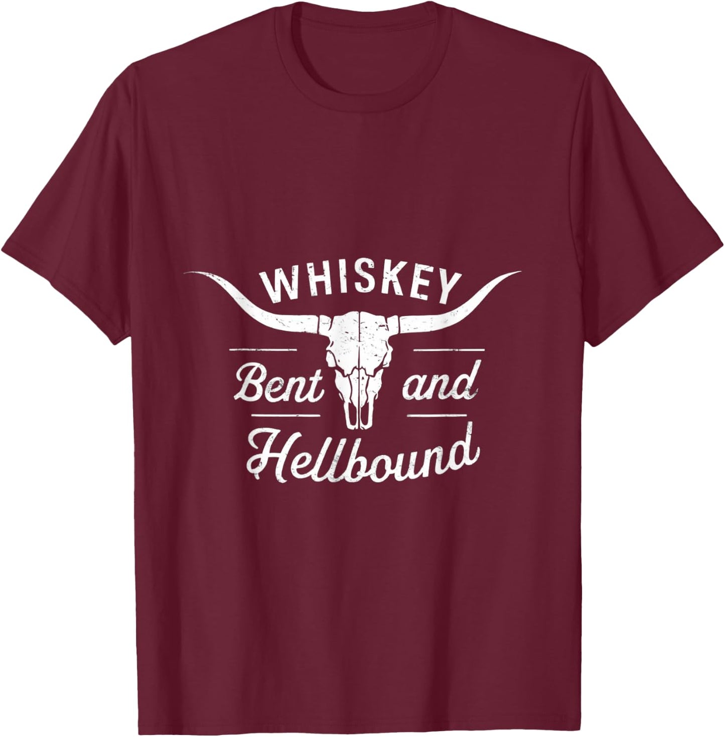 Whiskey Bent And Hellbound Graphic Western Cactus Deserts T-Shirt - T-Shirt | Maroon