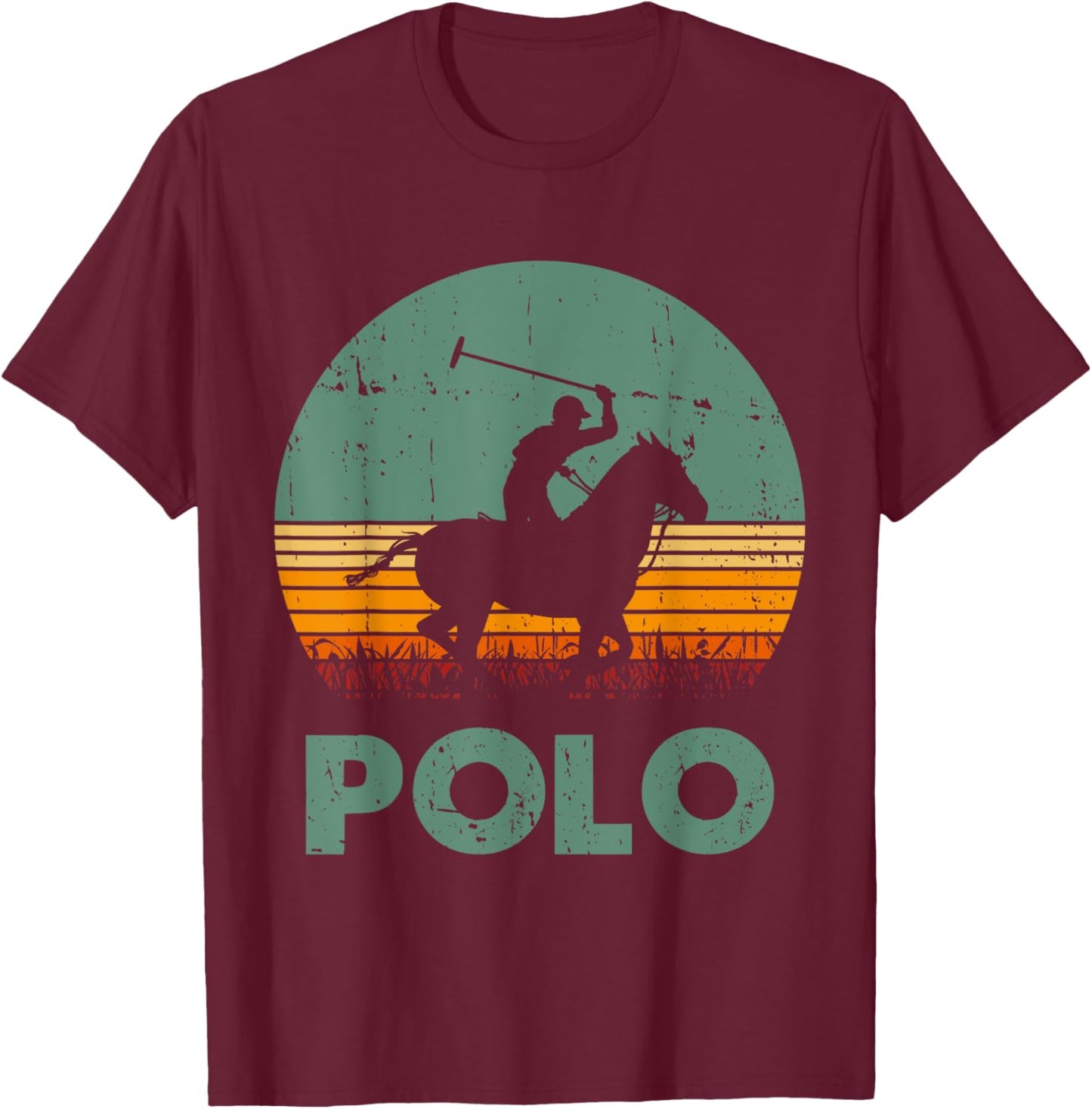 Polo Players Horseback Riding Horse Equestrian Sports T-Shirt - T-Shirt | Maroon