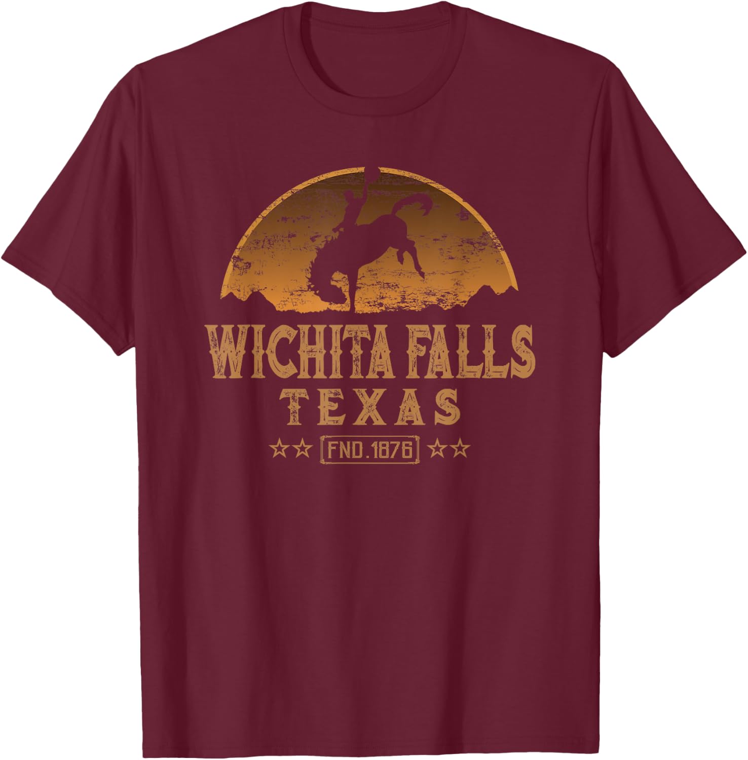 Wichita Falls Texas TX Rodeo Cowboy T-Shirt - T-Shirt | Maroon