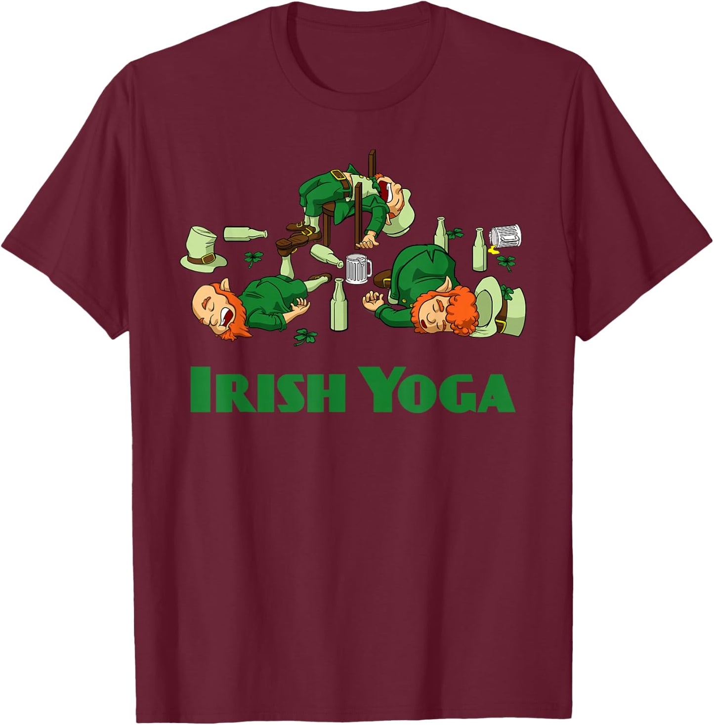 Irish Yoga Funny St. Patrick's Day Party Leprechaun Matching T-Shirt - T-Shirt | Maroon