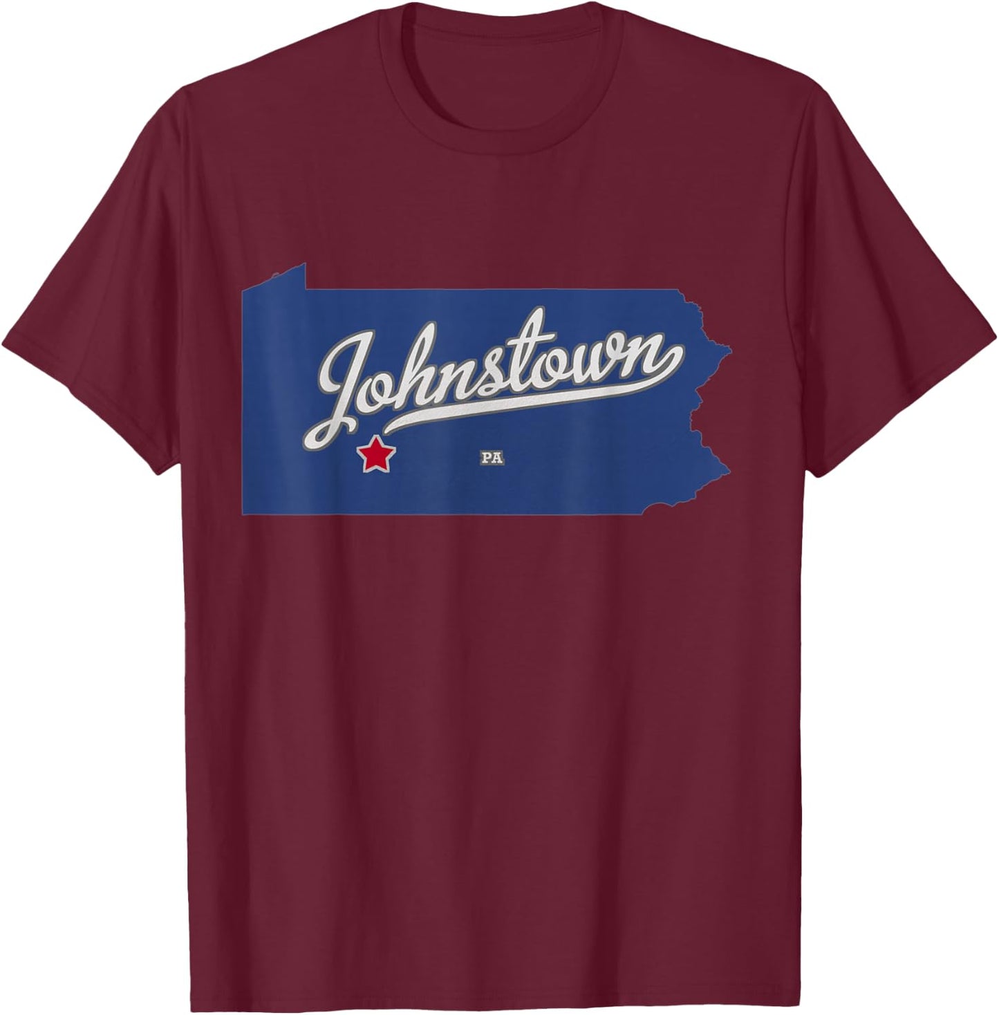 Johnstown Pennsylvania PA Map T-Shirt - T-Shirt | Maroon