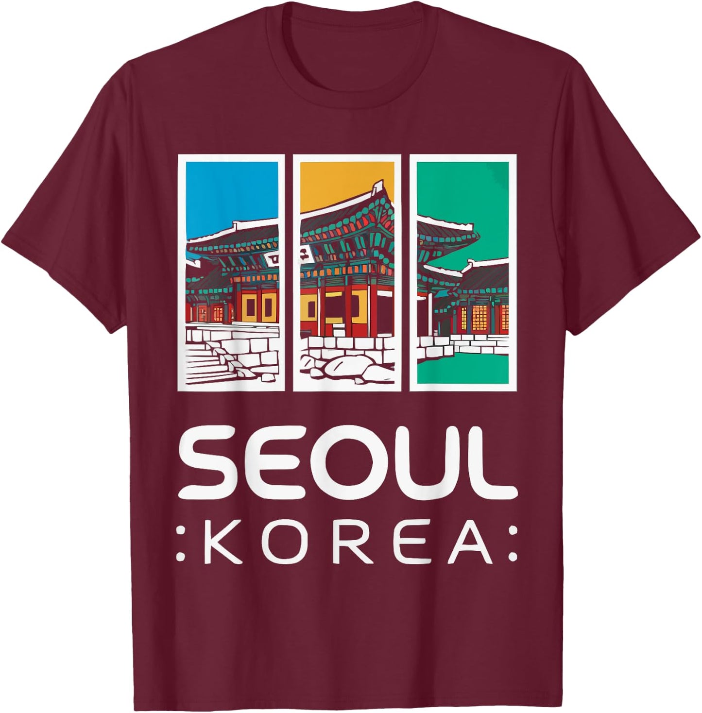 Seoul South Korea Travel Vacation Saranghae I Love Seoul T-Shirt - T-Shirt | Maroon