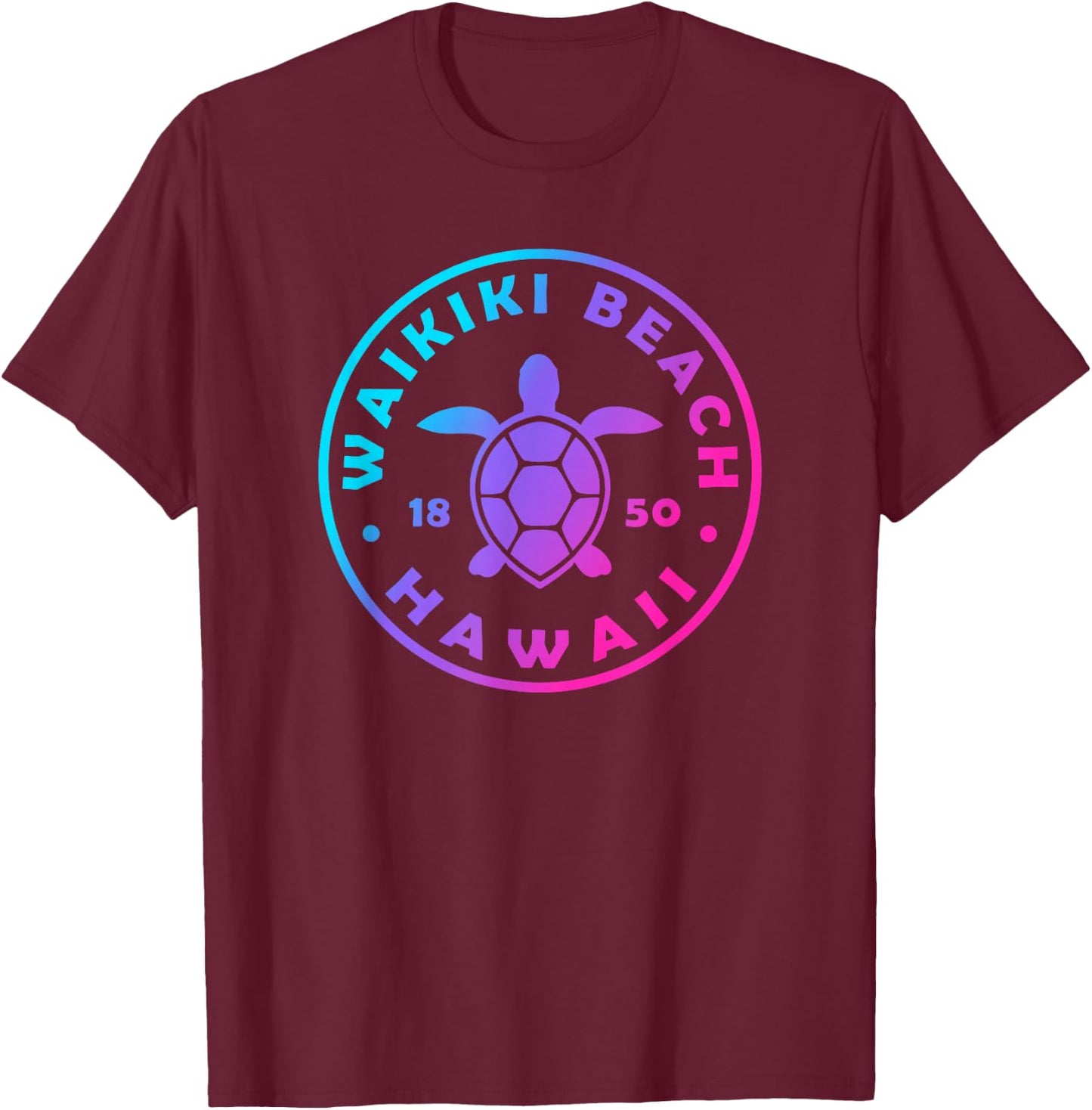 Waikiki Beach Hawaii Sea Turtle Tie Dye Boys Girls Kids T-Shirt - T-Shirt | Maroon