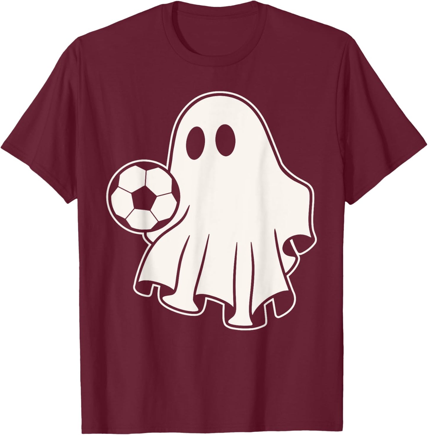 Funny Soccer Ghost Playing Soccer Lovers Halloween T-Shirt - T-Shirt | Maroon