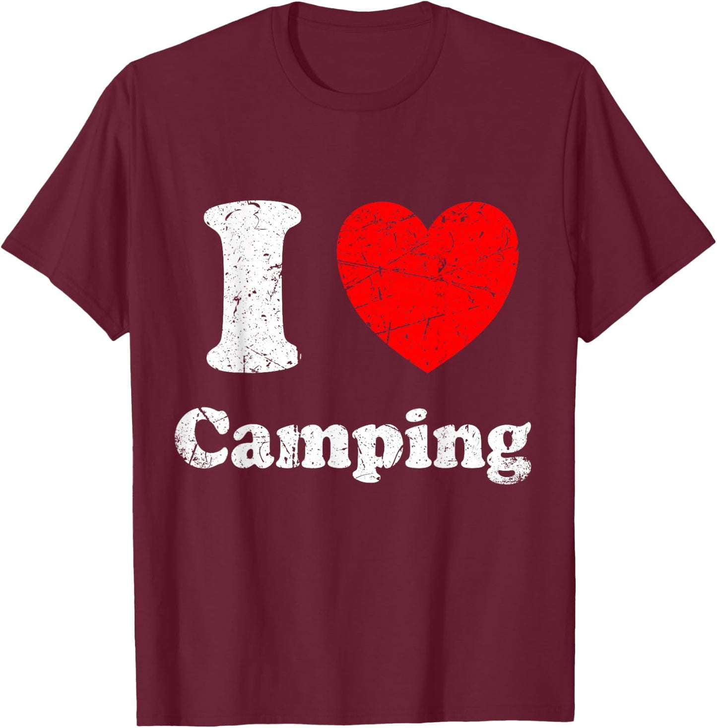 I Love Camping Graphic T-Shirt - T-Shirt | Maroon