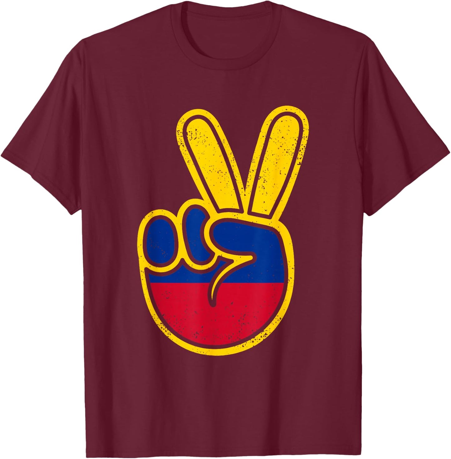Colombia Flag Peace Sign Funny Retro Vintage Boys Colombian T-Shirt - T-Shirt | Maroon