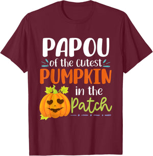 Papou Of The Cutest Pumpkin In The Patch Halloween Pumpkins T-Shirt - T-Shirt | Maroon
