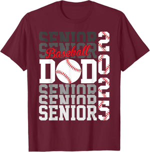 Baseball Senior Dad Class of 2025 Graduate Graduation T-Shirt - T-Shirt | Maroon