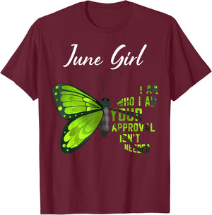 Butterfly June Girl Birthday Bug Nature Month Garden T-Shirt - T-Shirt | Maroon