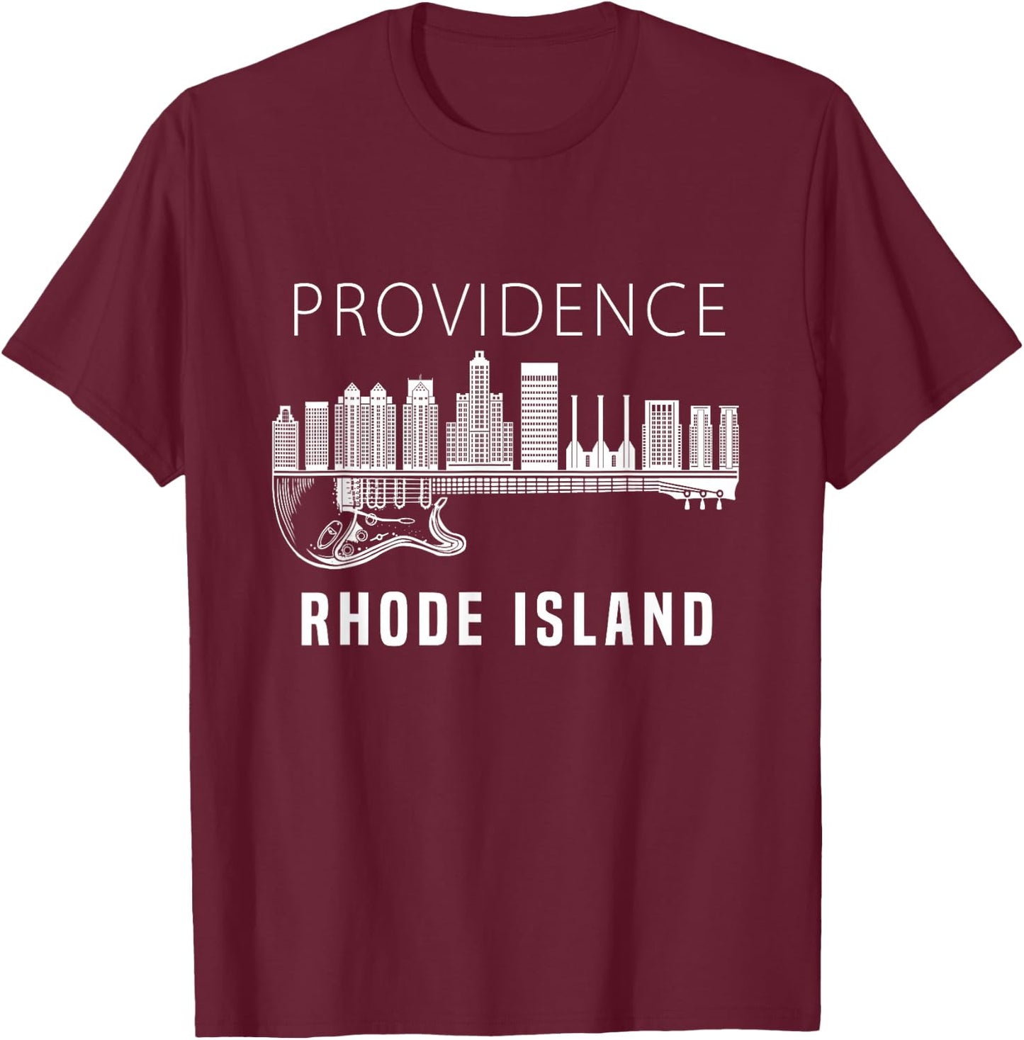 Providence City Skyline Music Rhode Island Providence T-Shirt - T-Shirt | Maroon