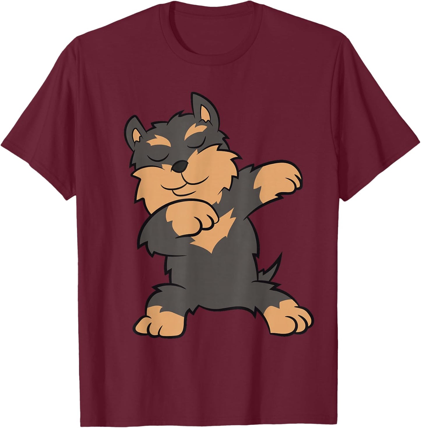 Dabbing Yorkie Cute Dabbing Yorkshire Terrier T-Shirt - T-Shirt | Maroon