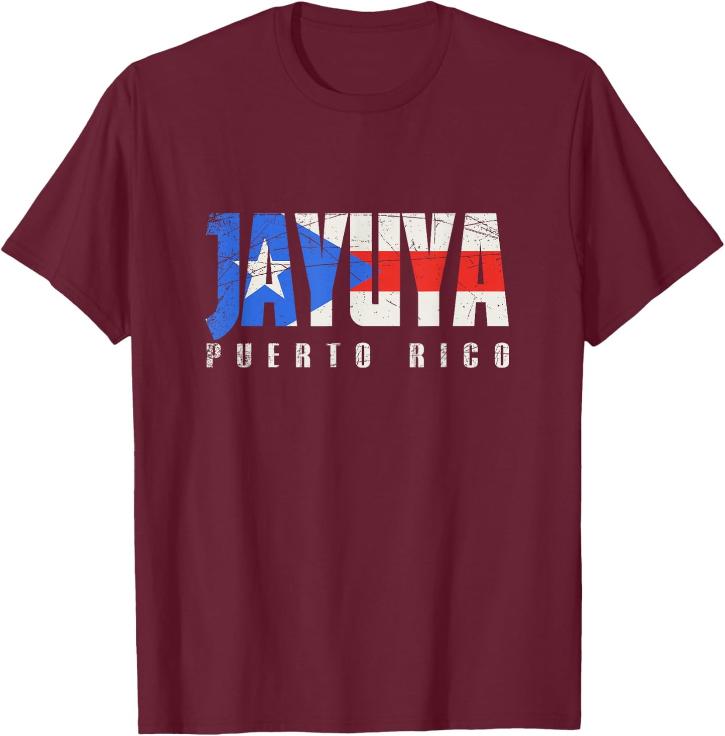 Jayuya Puerto Rico, Puerto Rican flag T-Shirt - T-Shirt | Maroon