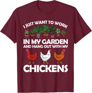 Funny Chicken Women Gardening Chicken Lovers Garden T-Shirt - T-Shirt | Maroon