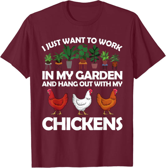 Funny Chicken Women Gardening Chicken Lovers Garden T-Shirt - T-Shirt | Maroon