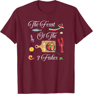 La Vigilia Italian Christmas The Feast Of The Seven Fishes T-Shirt - T-Shirt | Maroon