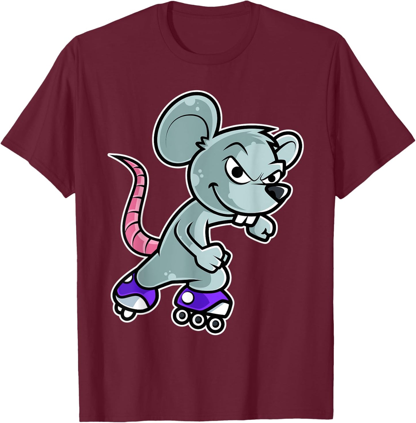 Mouse Retro Rat Roller Skate T-Shirt - T-Shirt | Maroon