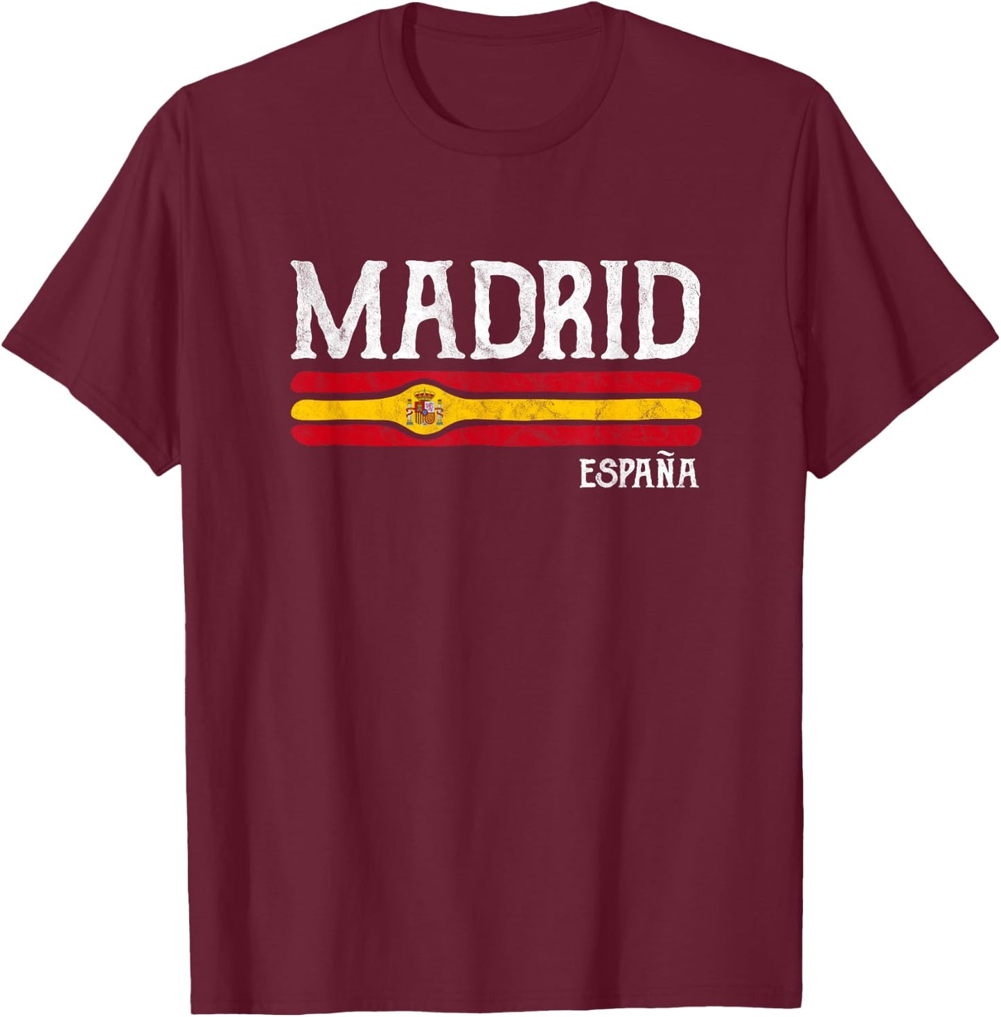 Vintage Madrid Spain Souvenir Espana Gift T-Shirt - T-Shirt | Maroon