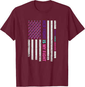 American Flag Thyroid Cancer Awareness T-Shirt - T-Shirt | Maroon