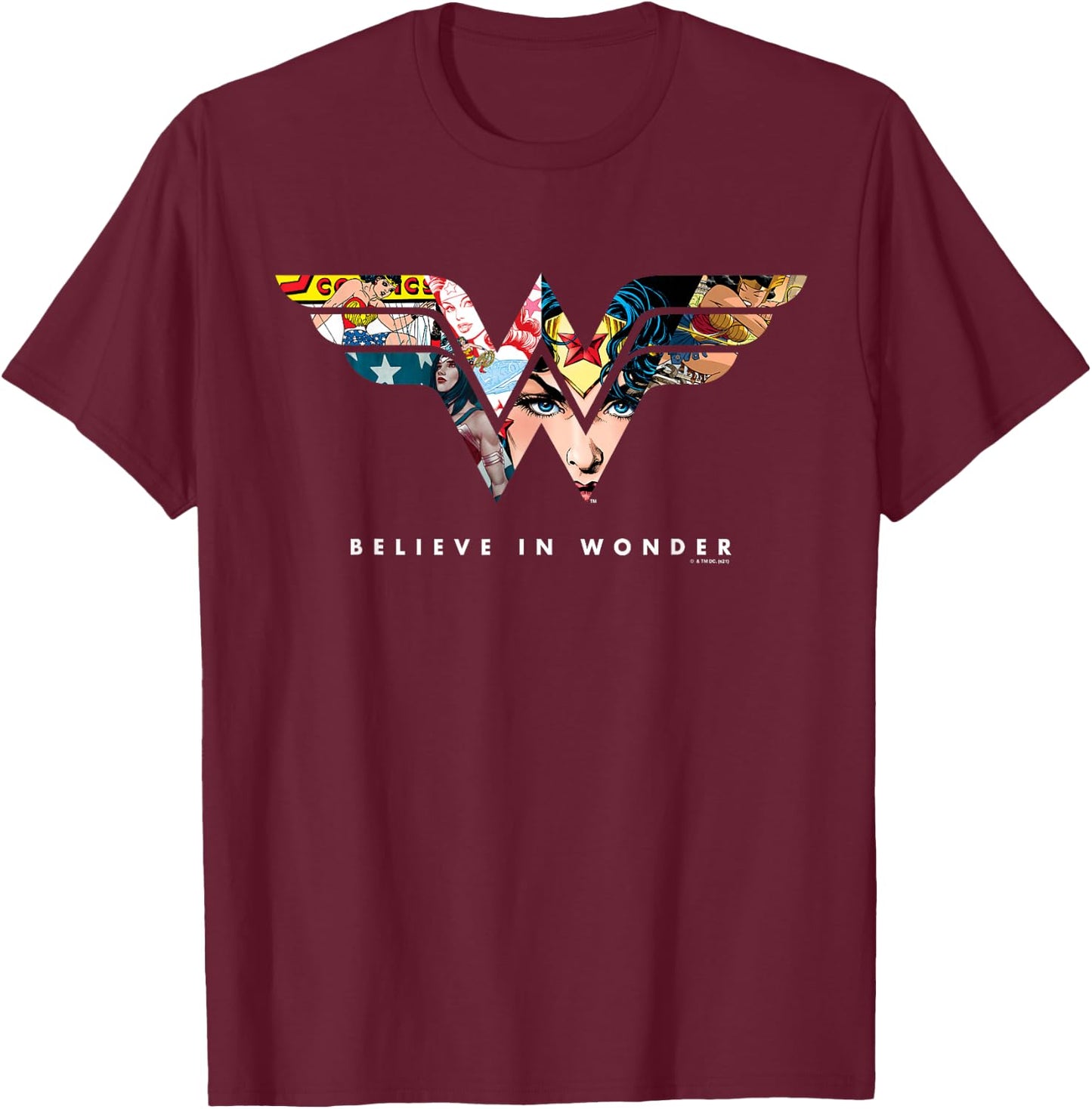 Wonder Woman 80th Believe in Wonder WW Logo T-Shirt - T-Shirt | Maroon