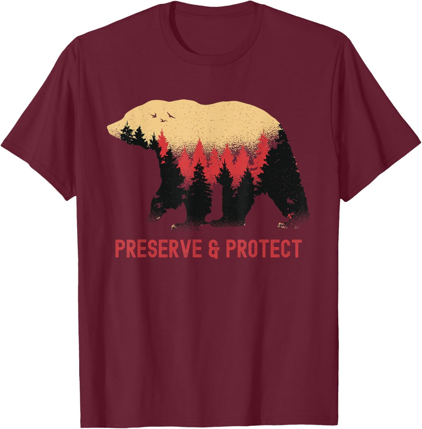 Earth Day Preserve and Protect Vintage National Park Bear T-Shirt - T-Shirt | Maroon