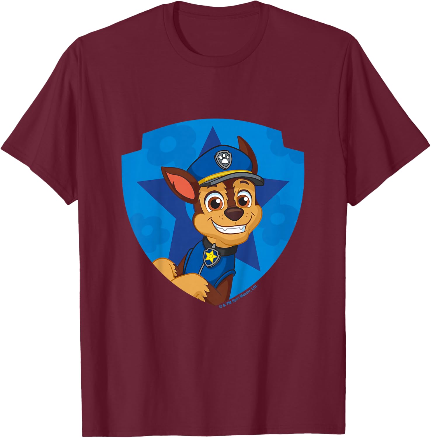 PAW Patrol Chase Big Chest Shield Emblem T-Shirt - T-Shirt | Maroon