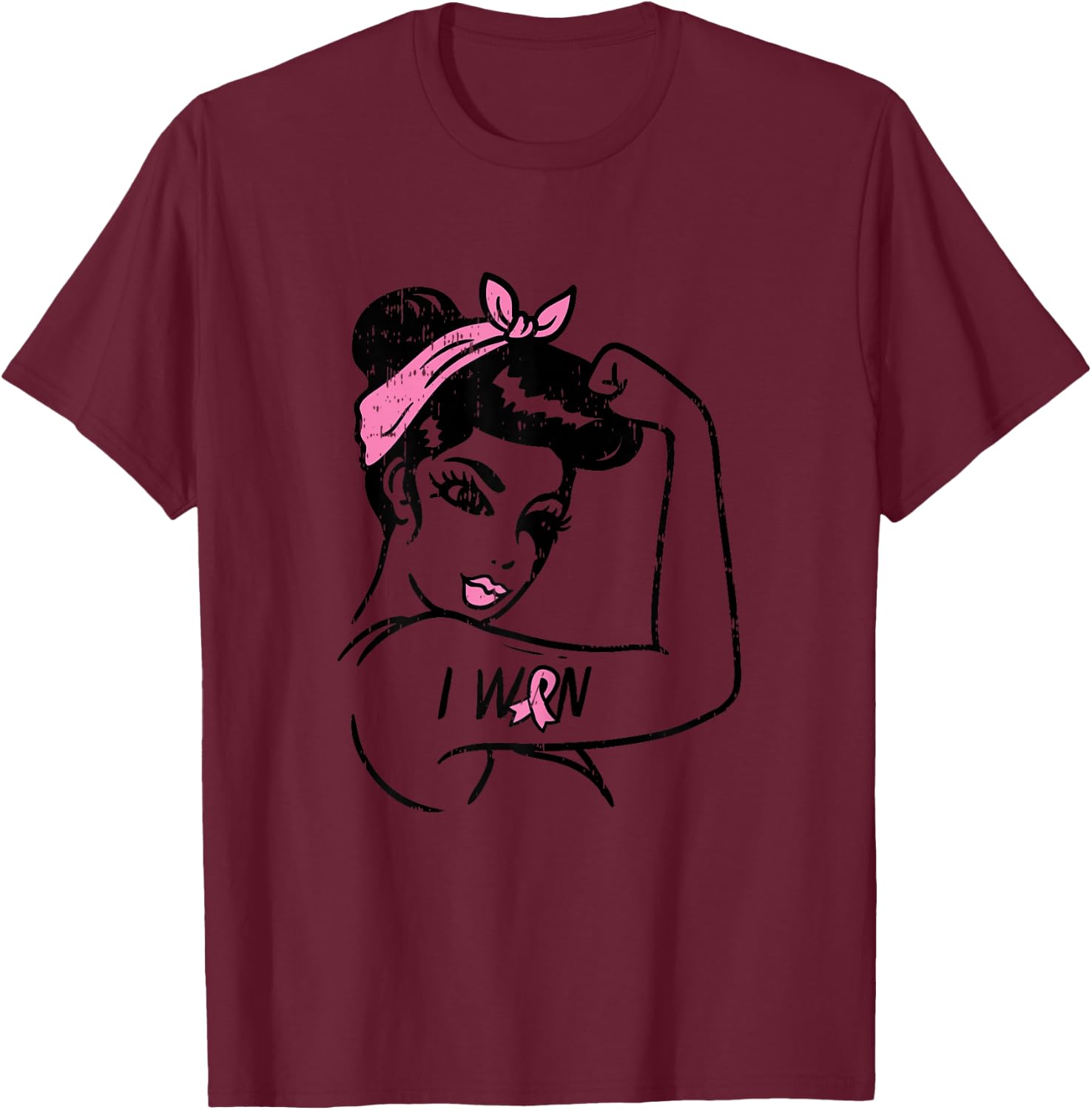 Rosie Riveter I Won Awareness Breast Cancer Survivor Women T-Shirt - T-Shirt | Maroon
