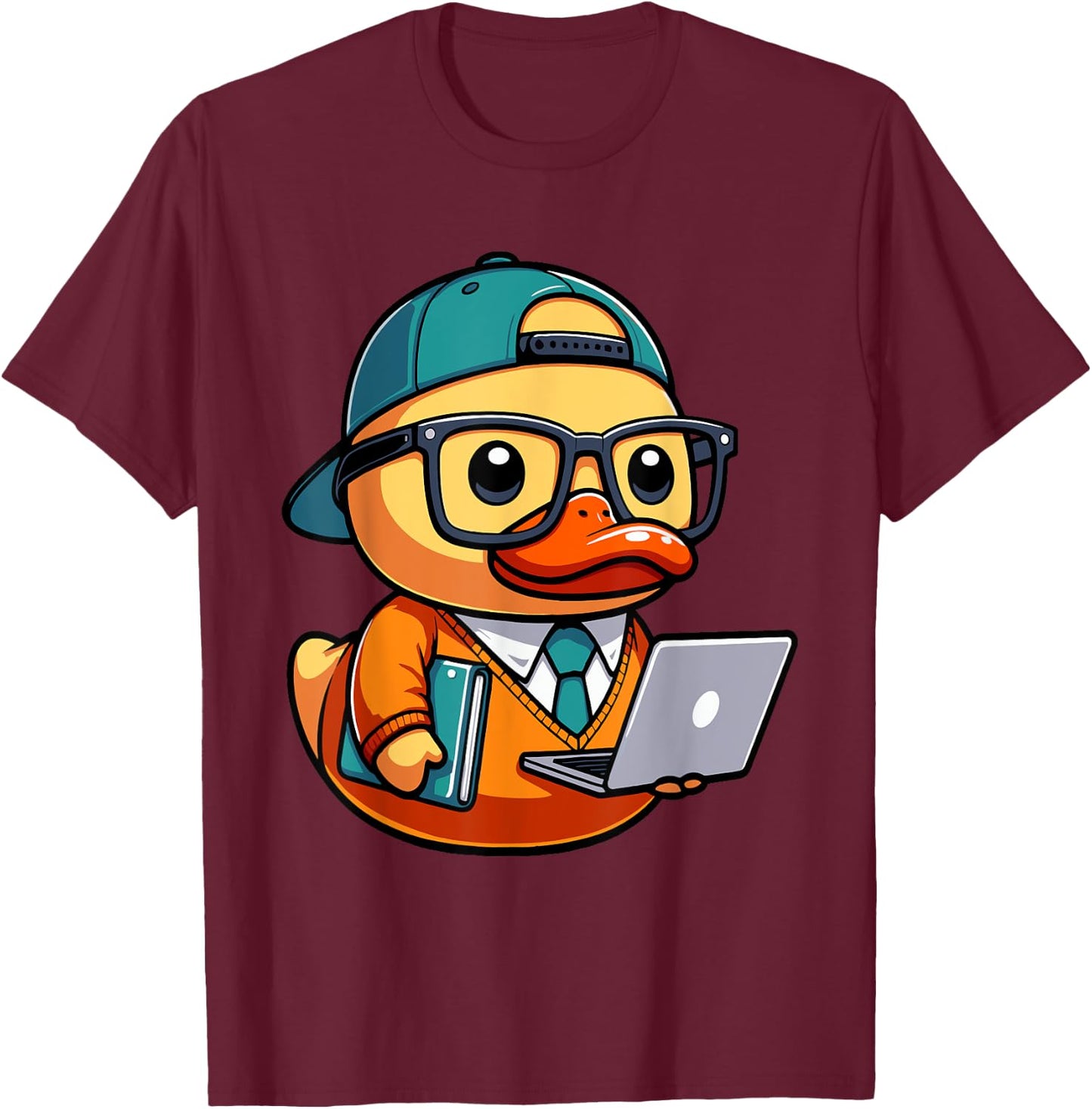 Tech Nerd Techie Programmer Coder Coding Duck T-Shirt - T-Shirt | Maroon
