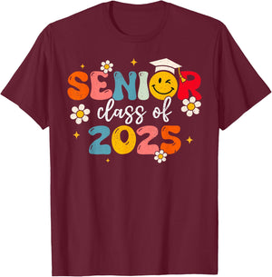 Class Of 2025 Senior 2025 Groovy Graduation 2025 Women T-Shirt - T-Shirt | Maroon