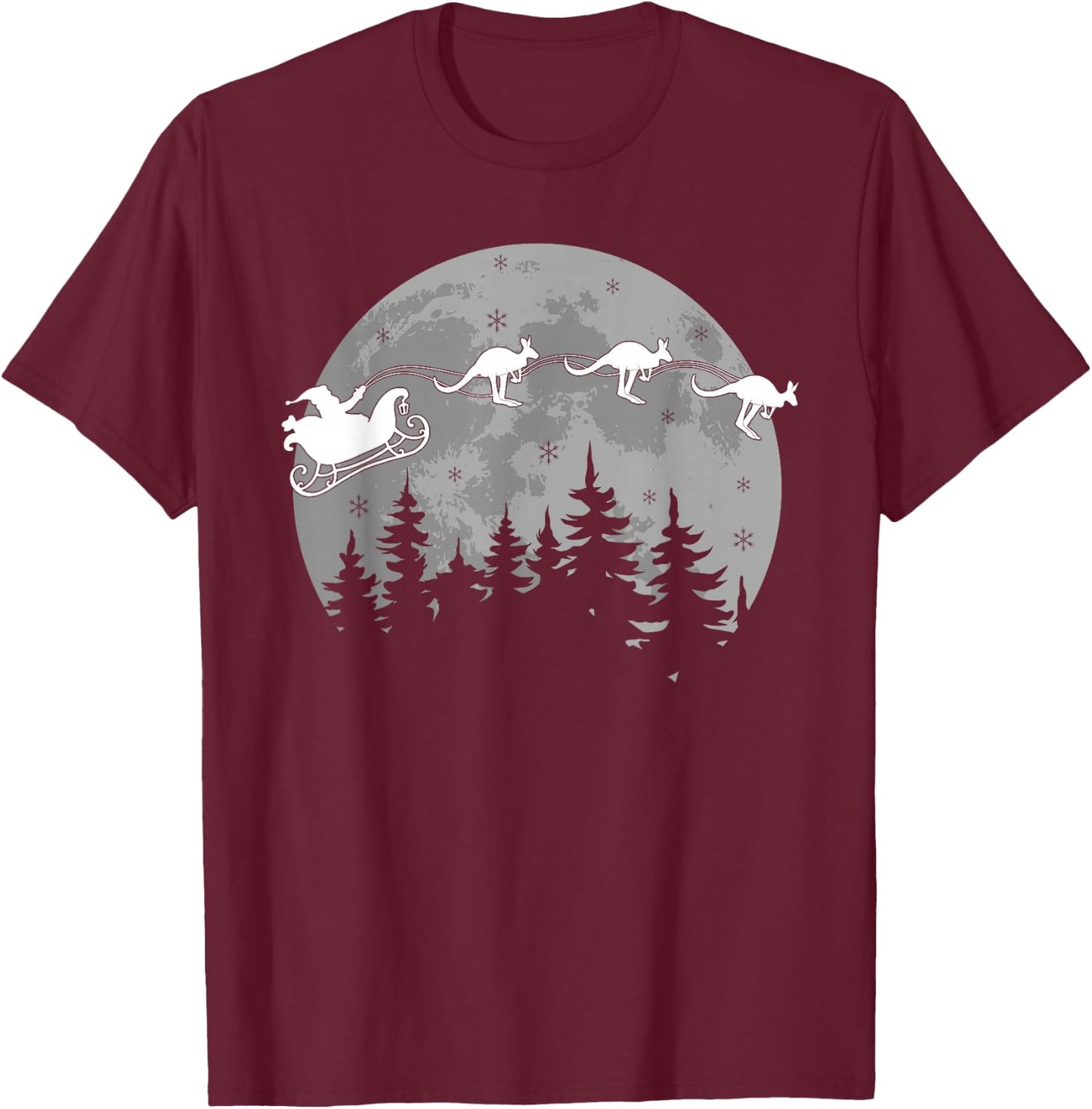 Cute Australia Kangaroo Santa Sleigh Aussie Christmas T-Shirt - T-Shirt | Maroon