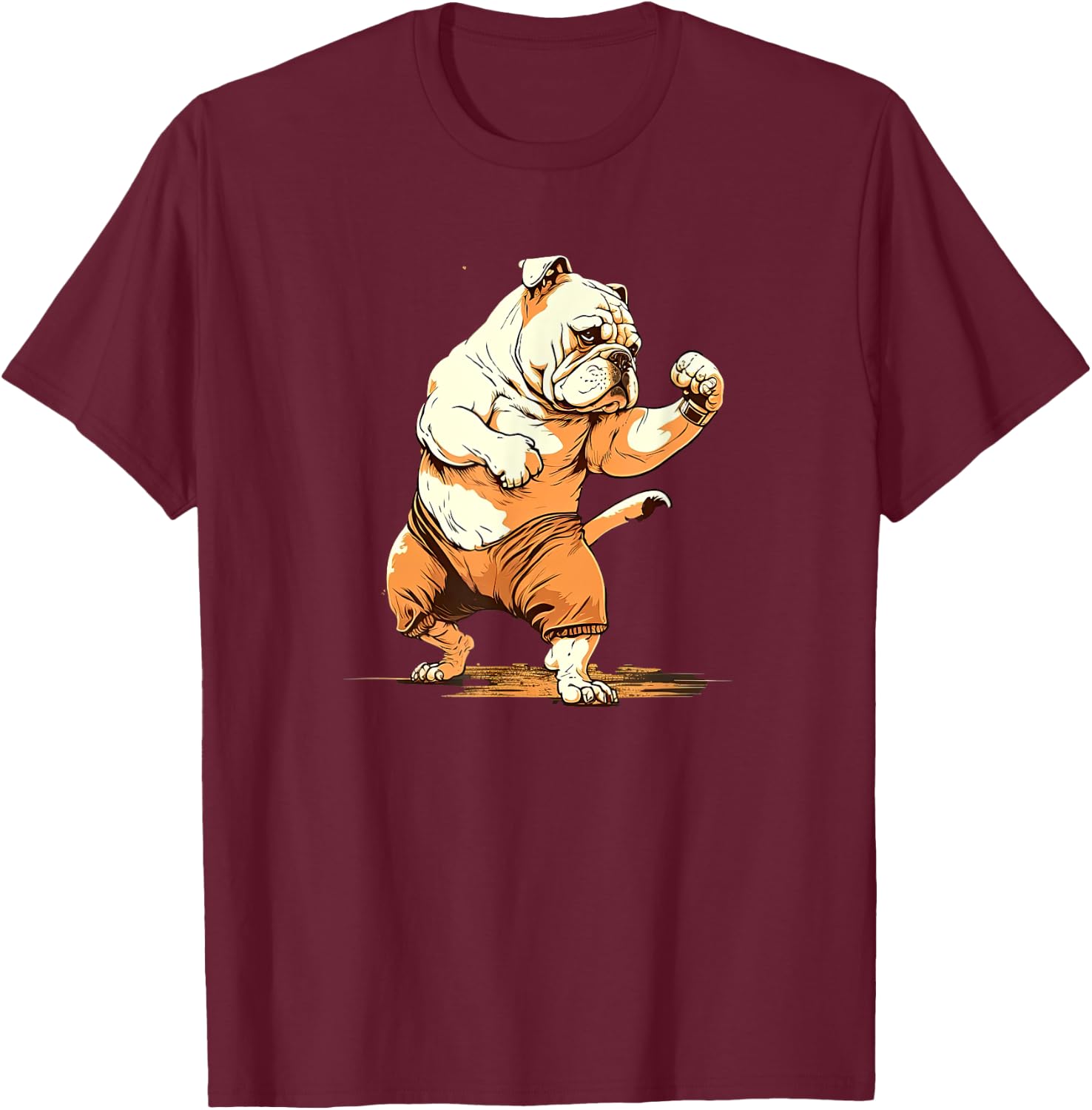 Funny Bulldog Dog Dabbing Dancing The Dab Women Girls Kids T-Shirt - T-Shirt | Maroon
