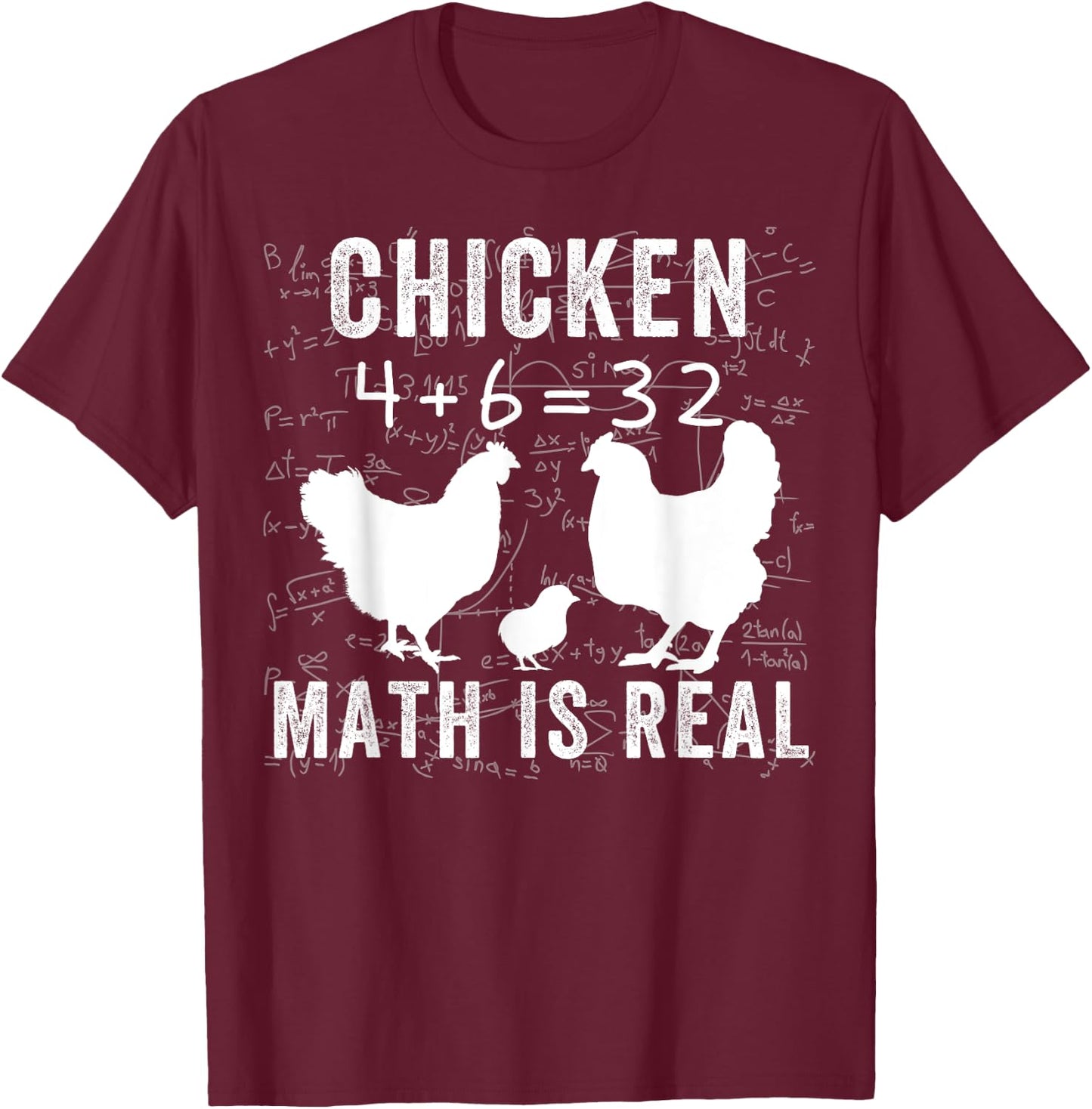 Chicken Math is Real, Chicken Lover Funny Chicken Math Meme T-Shirt - T-Shirt | Maroon