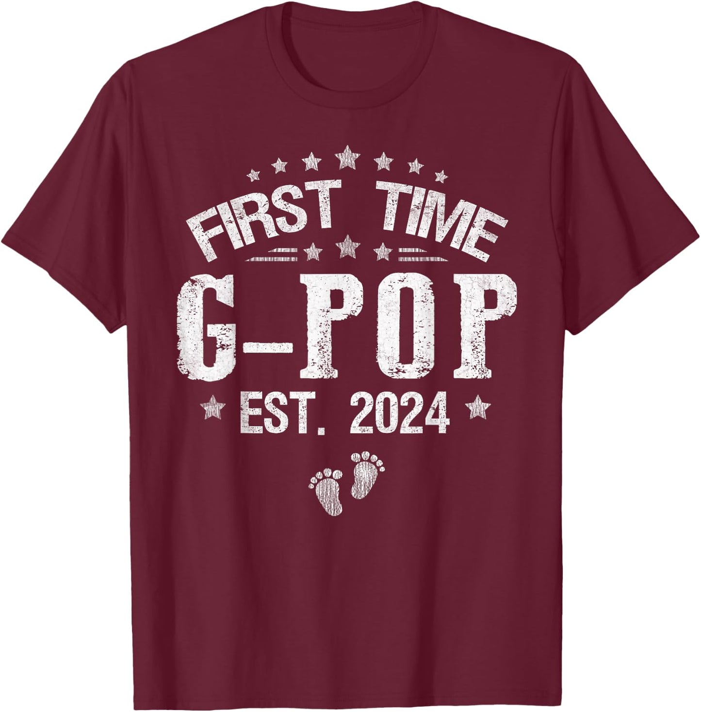 First time G-Pop est.2024 Father's Day Promoted To G-Pop T-Shirt - T-Shirt | Maroon