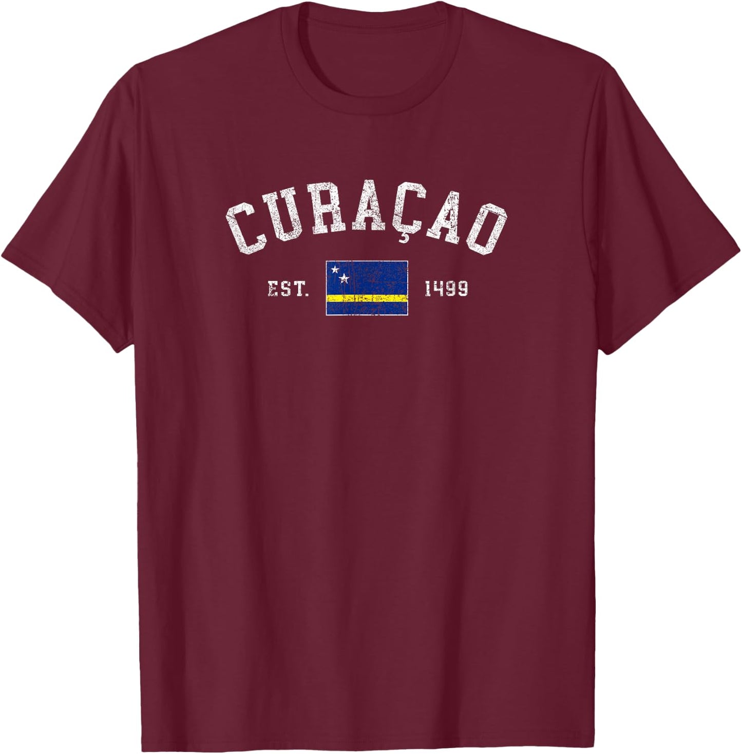 Curacao Flag Est 1499 Vintage Vacation Souvenir T-Shirt - T-Shirt | Maroon