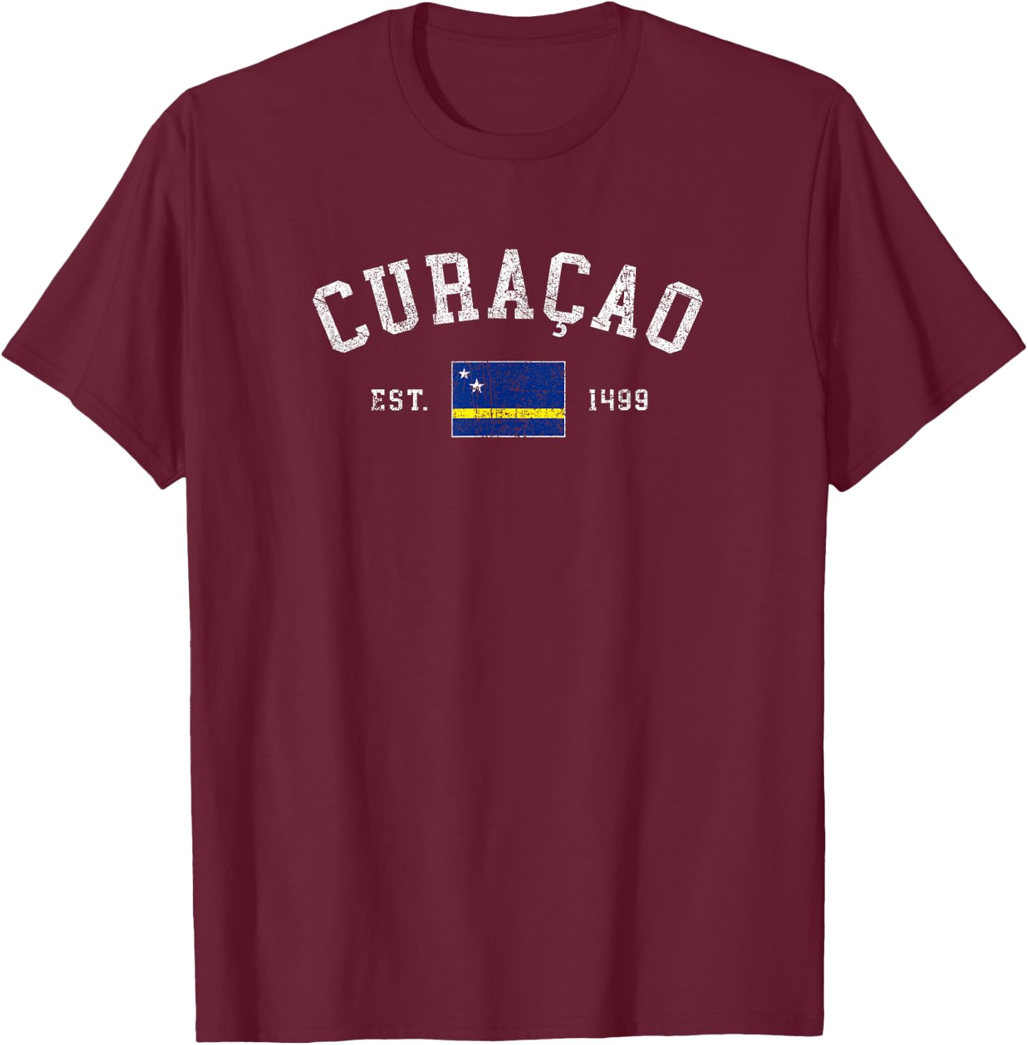Curacao Flag Est 1499 Vintage Vacation Souvenir T-Shirt - T-Shirt | Maroon