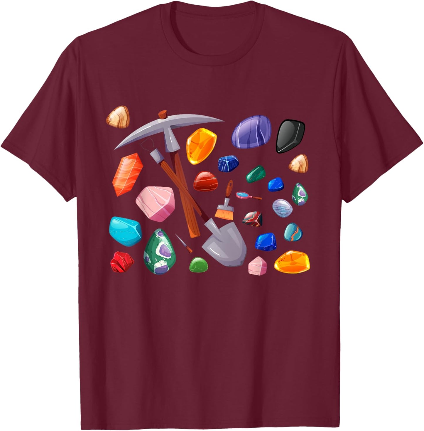 Crystals Minerals Hobby Geologist Gemstone Quotes Mining Tools Graphic Funny Science Gem Hunters Scientists , Small, Black T-Shirt - T-Shirt | Maroon