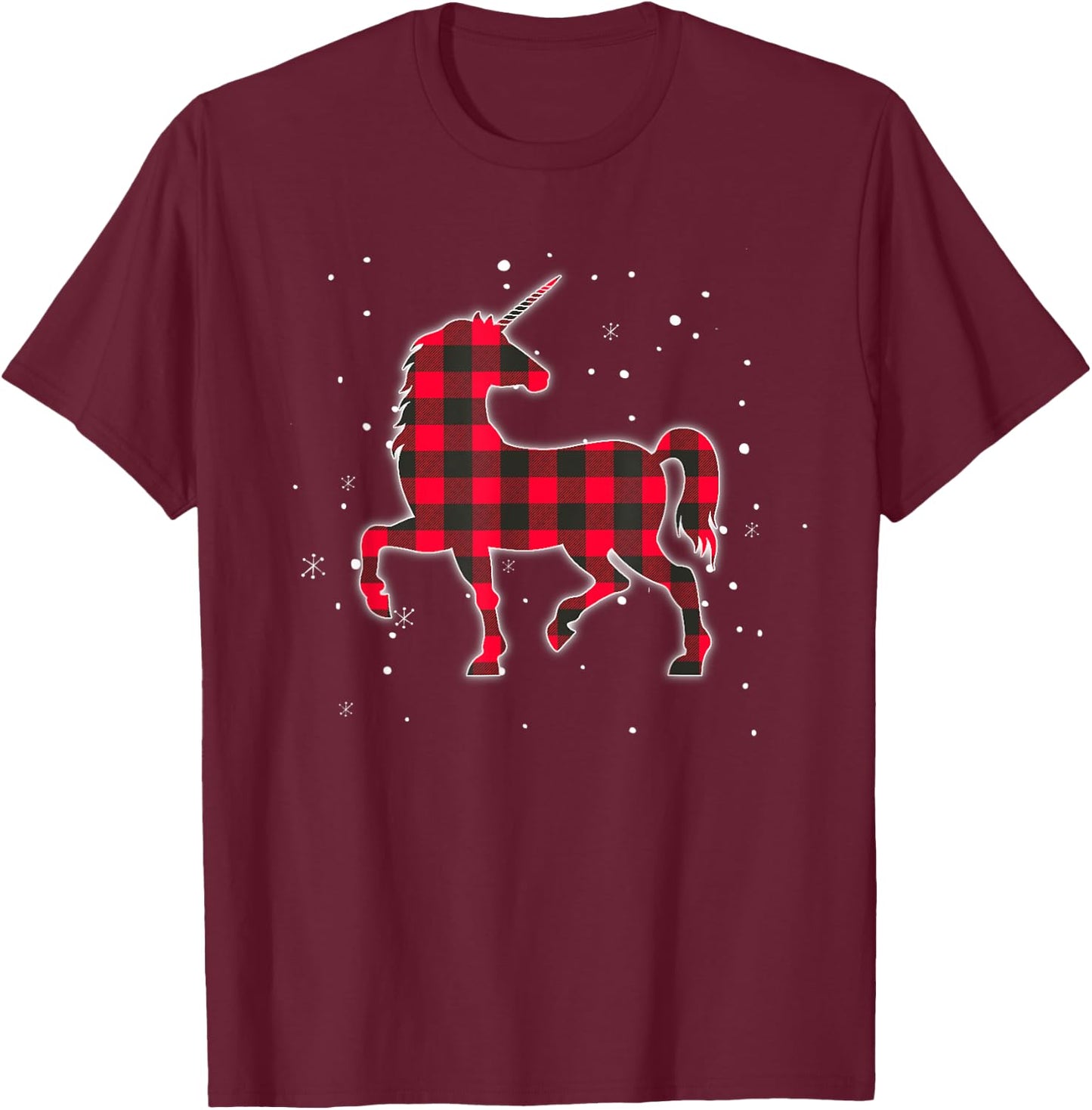 Red Plaid Unicorn Christmas Matching Buffalo Family Pajama T-Shirt - T-Shirt | Maroon