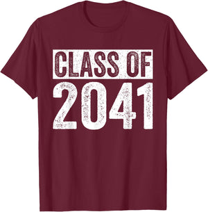 Class of 2041 Grow With Me Graduation First Day of School T-Shirt - T-Shirt | Maroon